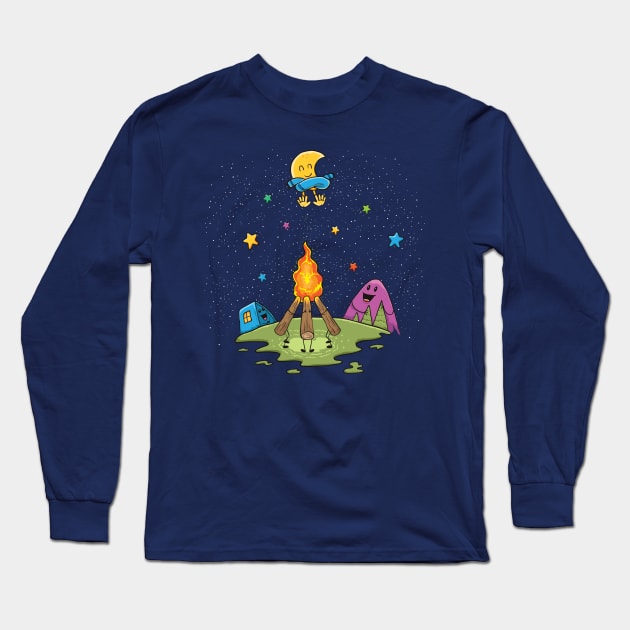 Warming The Moon Long Sleeve T-Shirt by ginanperdana